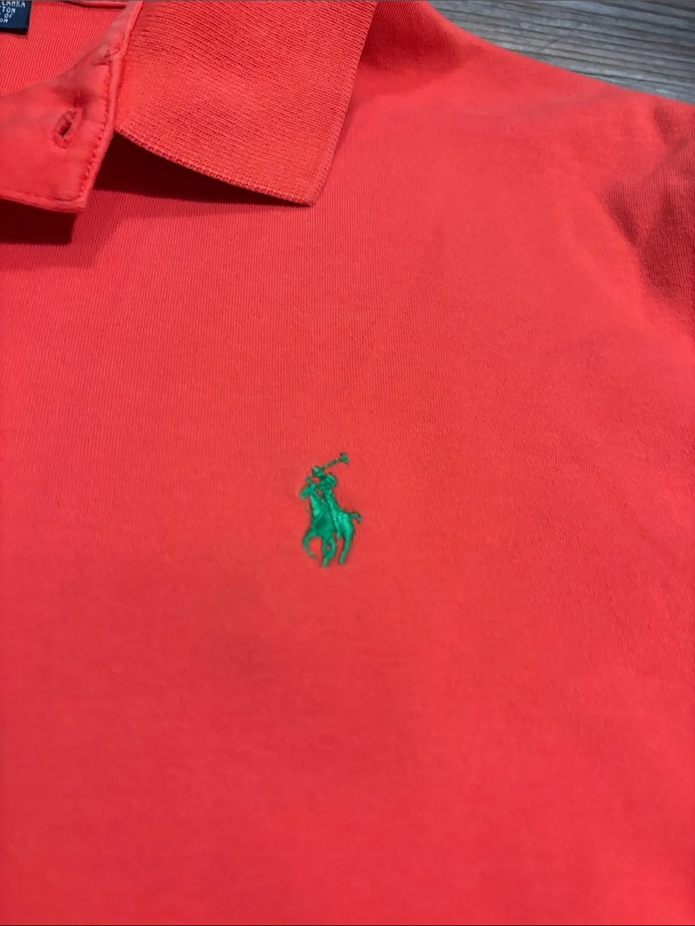 Polo by Ralph Lauren Men’s Orange Short-Sleeve Polo with Green Logo